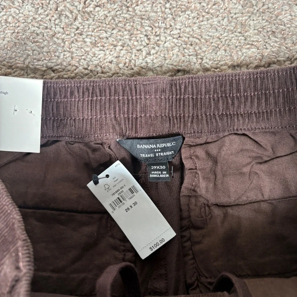 Banana‎ Republic Mens Travel Straight Corduroy Pants Brown 29x30 NEW